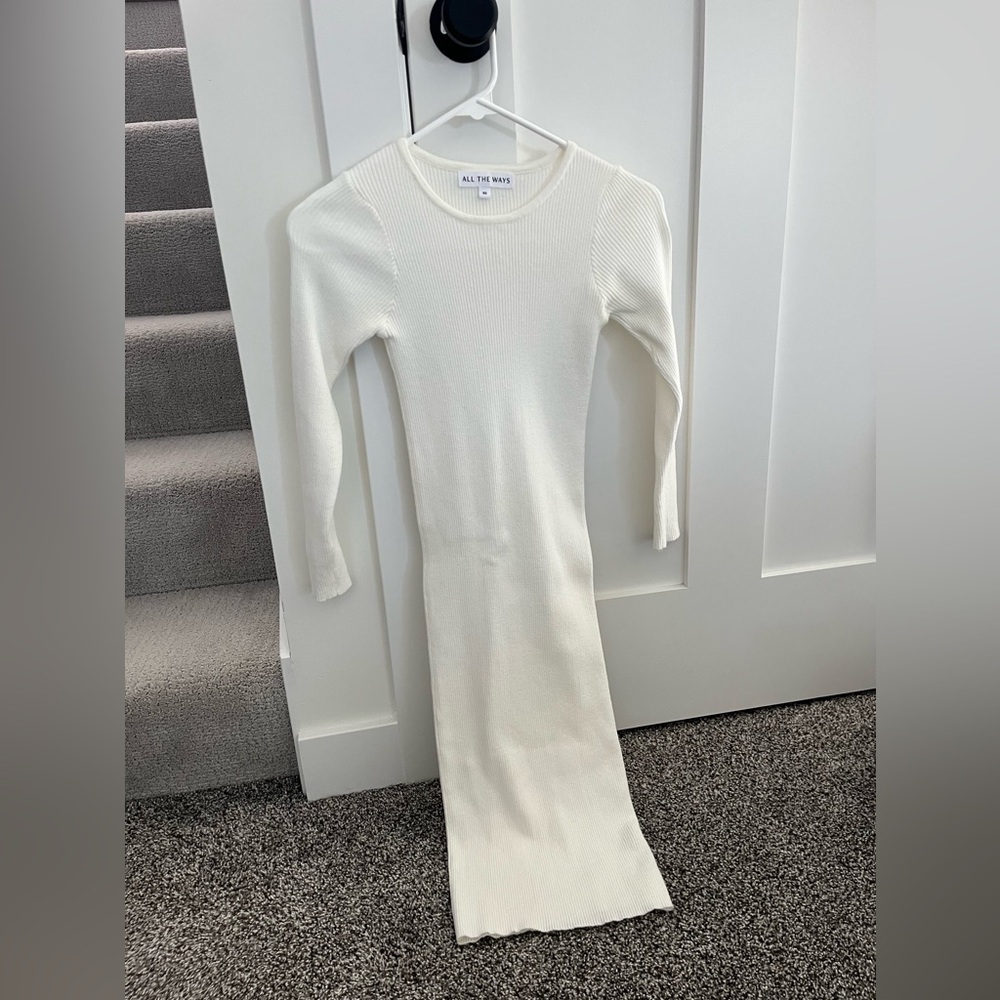 All The Ways White Ribbed Knit Dress